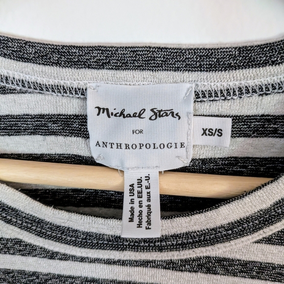 Michael Stars Metallic Black and White Fitted 3/4 Sleeve Tee Anthropologie - Picture 4 of 4